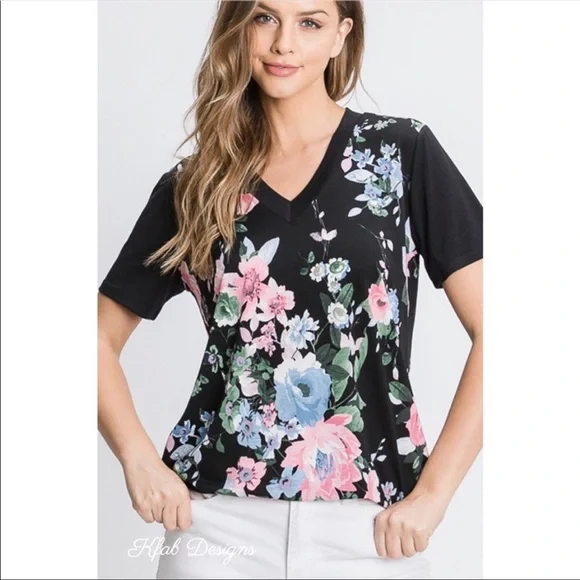 ❤️LAST 1! V Neck Floral Contrast Knit Top! - Picture 2 of 9